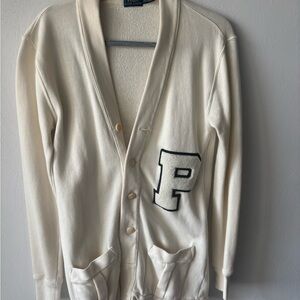 Polo women’s varsity Cream sweatshirt Cardigan Sweater